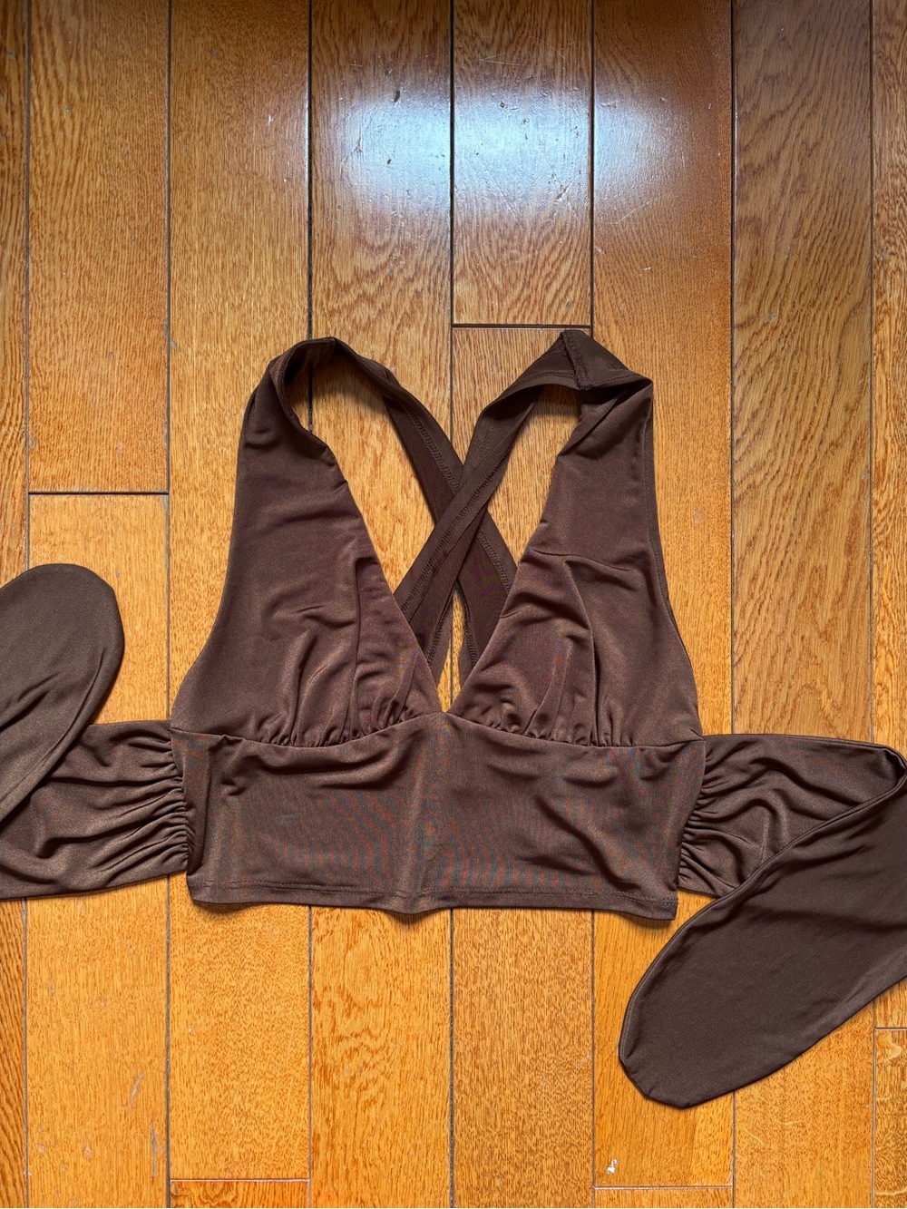 Urban Outfitters Dark Brown Twist-Back Crop Top
